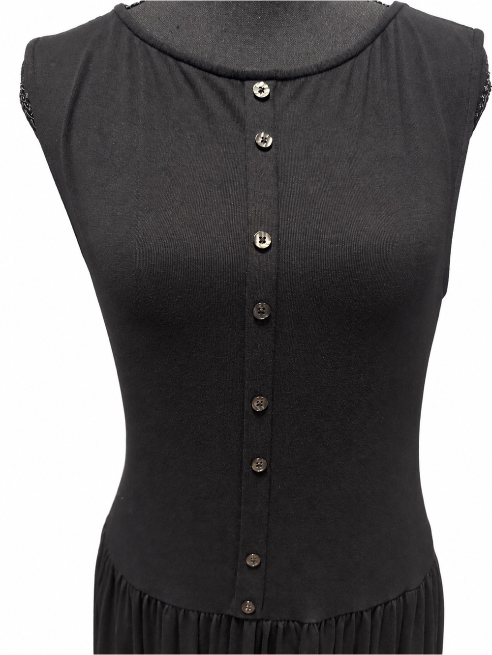 CIDER Drop Waist Button Front Midi Dress Black XL US 10
